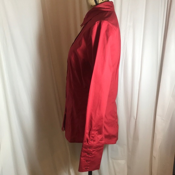 To the Max Crimson Button Down Career Blouse Large - Picture 2 of 7